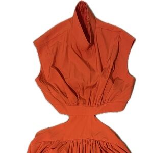 Orange Ruched Jumpsuit